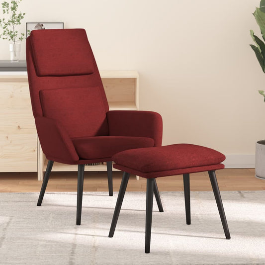 Relaxační Křeslo Se Stoličkou Vínové Textil