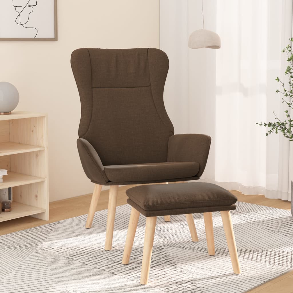 Relaxační Křeslo S Podnožkou Hnědé Textil