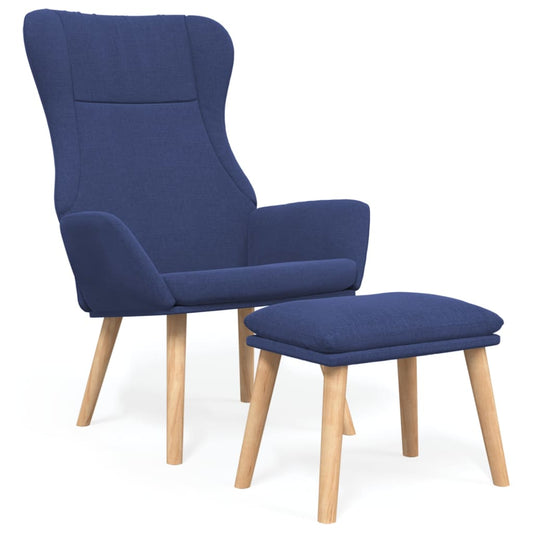 Relaxační Křeslo S Podnožkou Modré Textil
