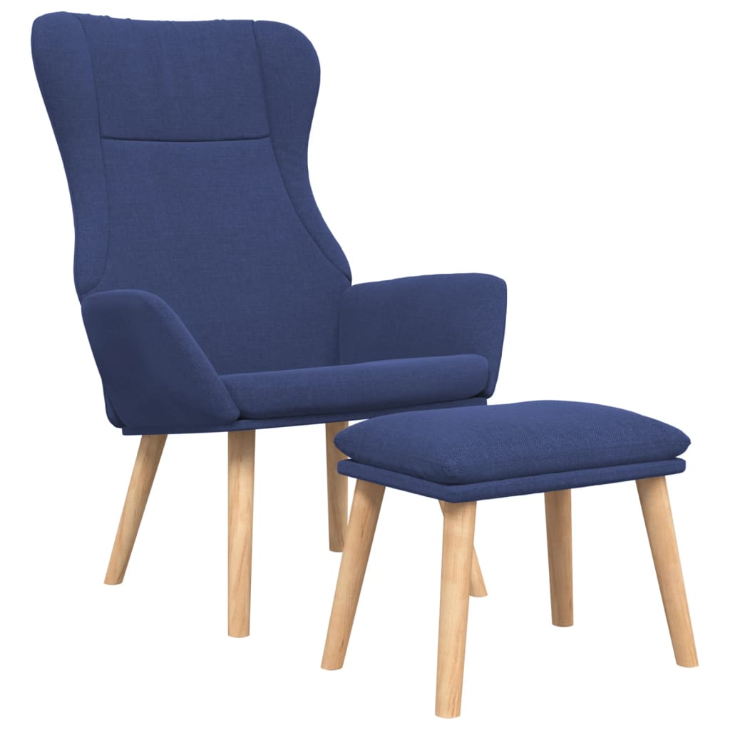 Relaxační Křeslo S Podnožkou Modré Textil