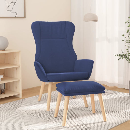 Relaxační Křeslo S Podnožkou Modré Textil