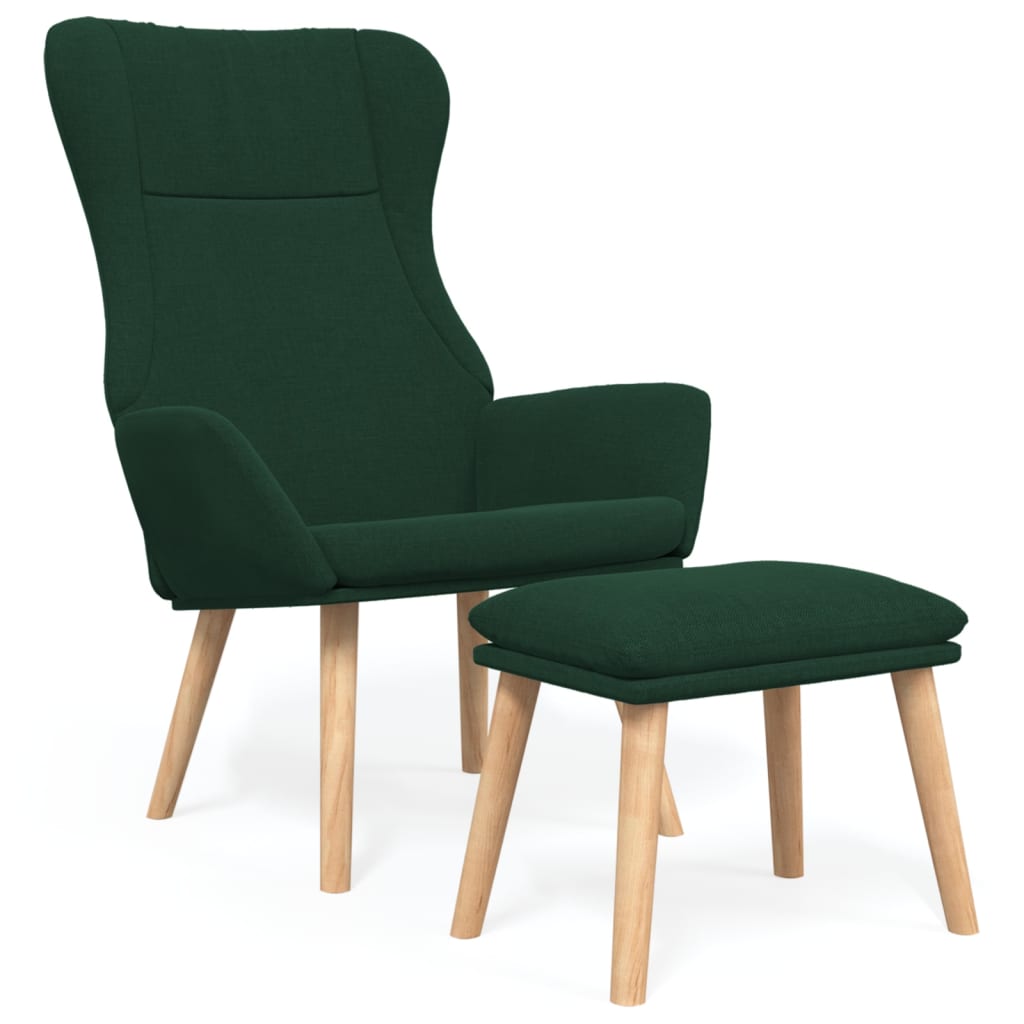 Relaxační Křeslo S Podnožkou Tmavě Zelené Textil