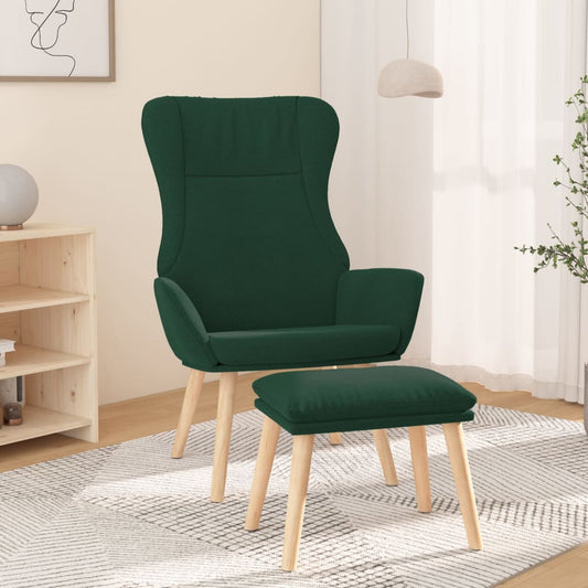 Relaxační Křeslo S Podnožkou Tmavě Zelené Textil
