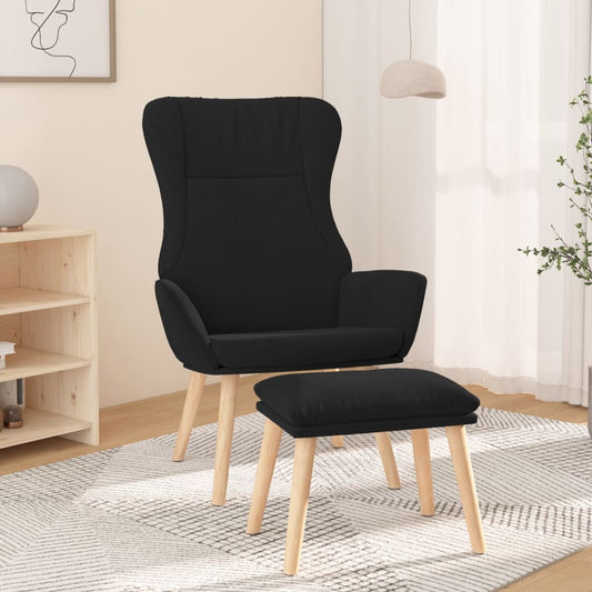Relaxační Křeslo S Podnožkou Černé Textil