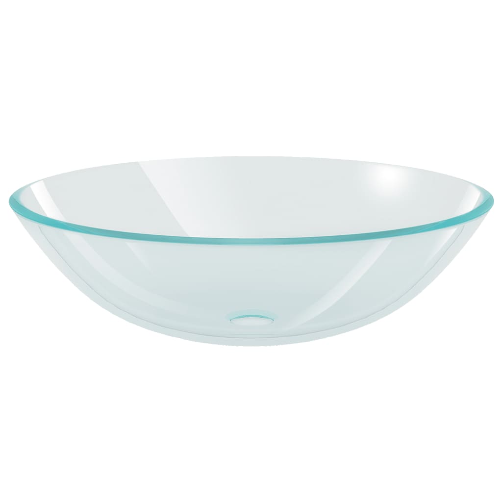 Koupelnové Umyvadlo S Baterií A Výpustí Průhledné Tvrzené Sklo