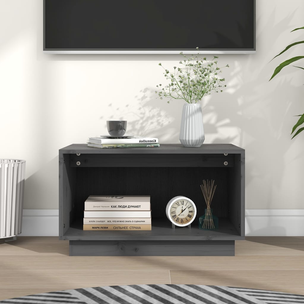 Tv Skříňka Černá 60 X 35 X 35 Cm Masivní Borové Dřevo