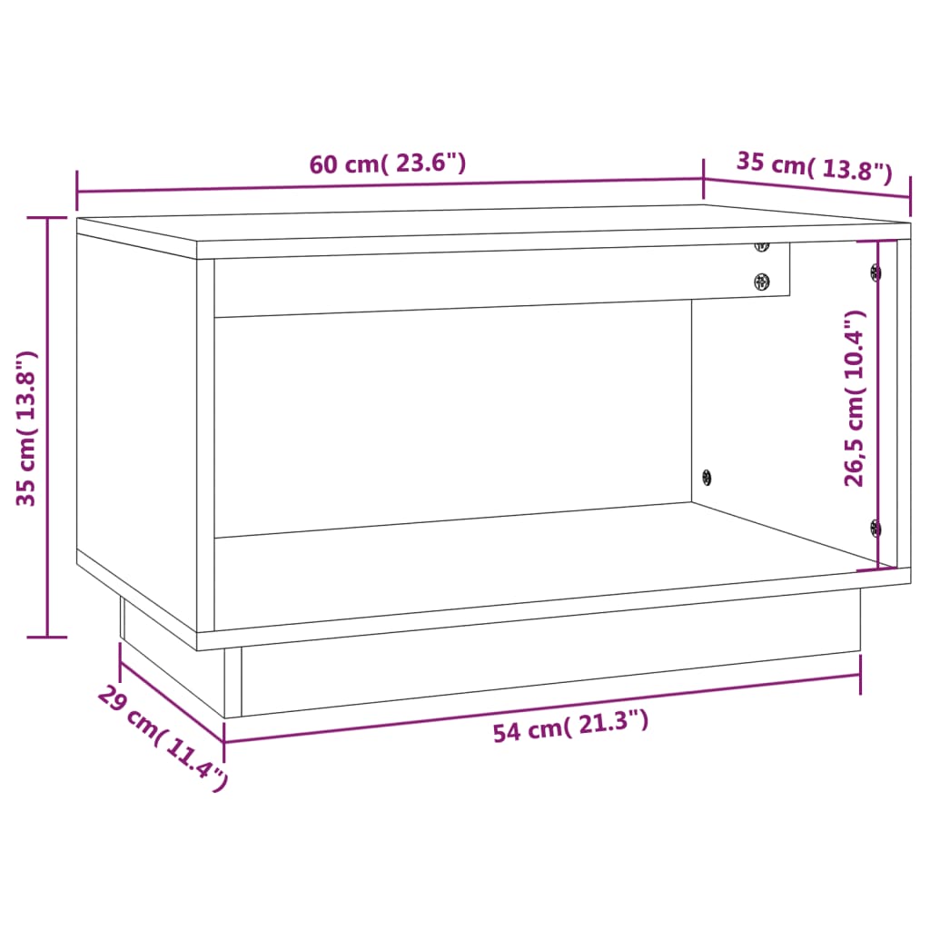 Tv Skříňka Černá 60 X 35 X 35 Cm Masivní Borové Dřevo