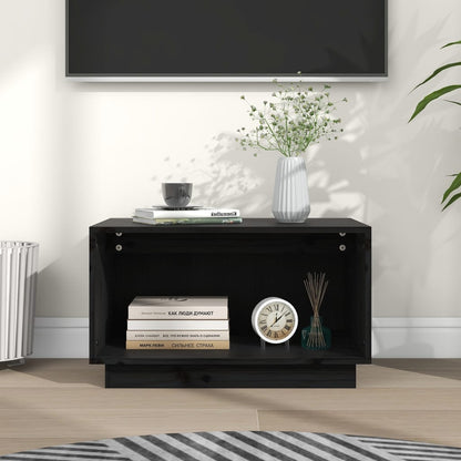 Tv Skříňka Černá 60 X 35 X 35 Cm Masivní Borové Dřevo