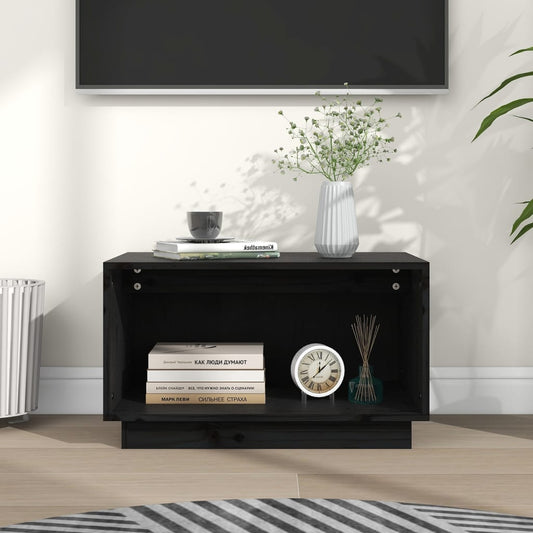 Tv Skříňka Černá 60 X 35 X 35 Cm Masivní Borové Dřevo
