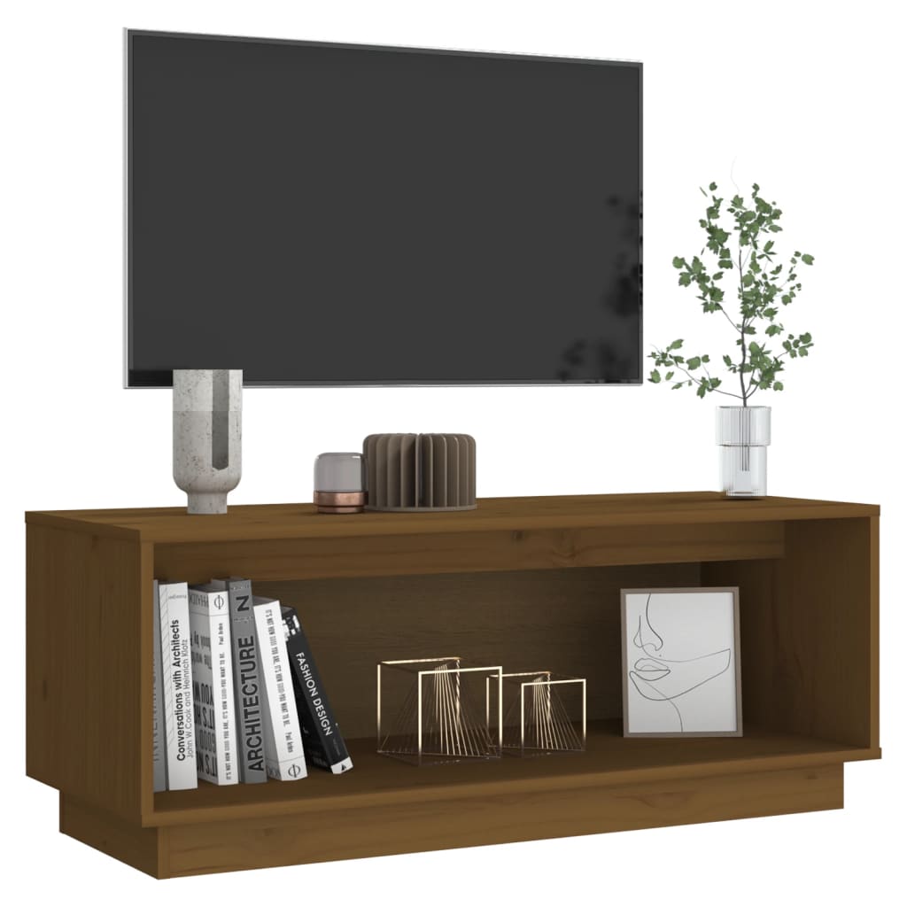 Tv Skříňka Medově Hnědá 90 X 35 X 35 Cm Masivní Borové Dřevo