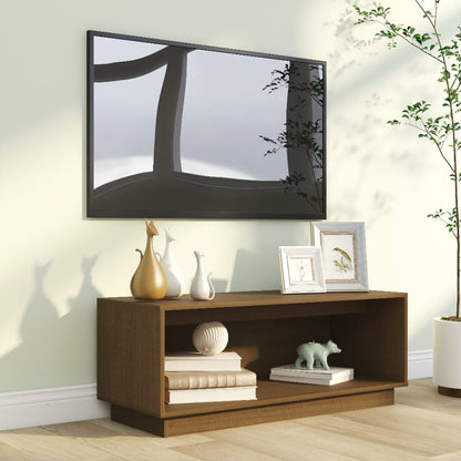 Tv Skříňka Medově Hnědá 90 X 35 X 35 Cm Masivní Borové Dřevo