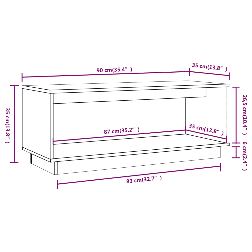 Tv Skříňka Medově Hnědá 90 X 35 X 35 Cm Masivní Borové Dřevo