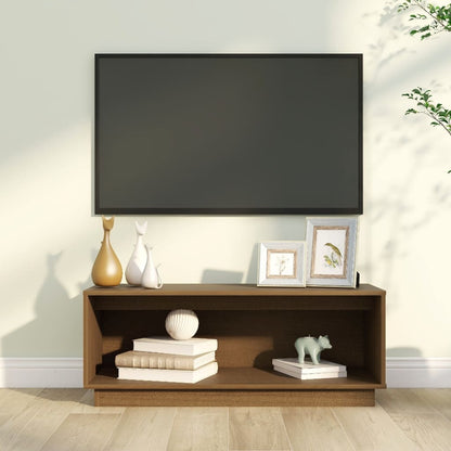 Tv Skříňka Medově Hnědá 90 X 35 X 35 Cm Masivní Borové Dřevo