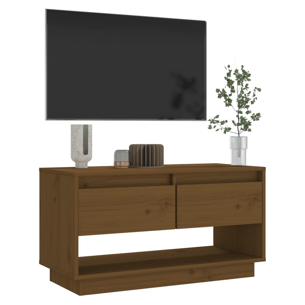 Tv Skříňka Medově Hnědá 74 X 34 X 40 Cm Masivní Borové Dřevo