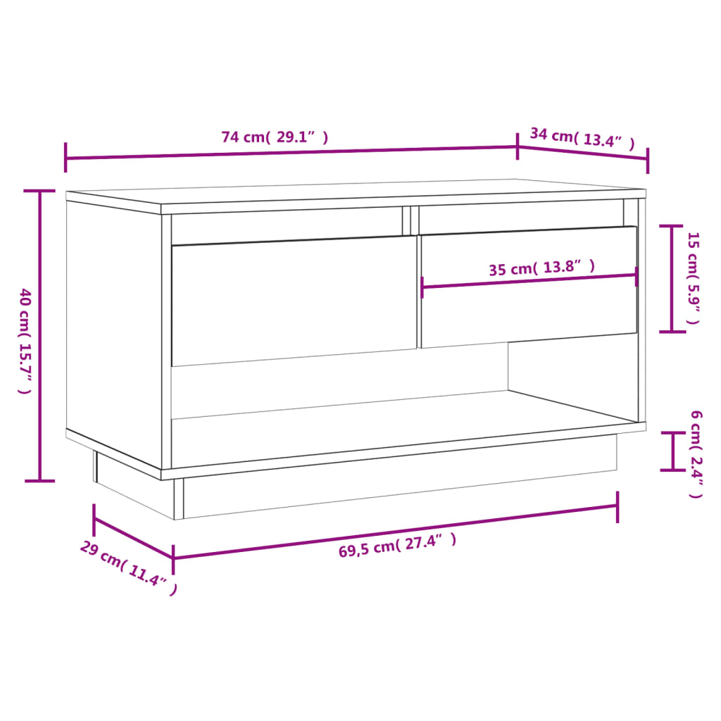 Tv Skříňka Medově Hnědá 74 X 34 X 40 Cm Masivní Borové Dřevo