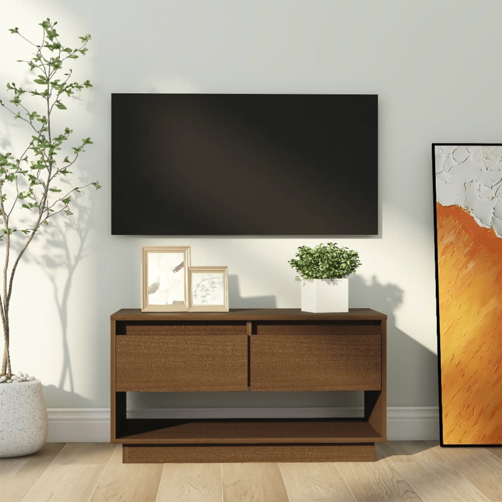 Tv Skříňka Medově Hnědá 74 X 34 X 40 Cm Masivní Borové Dřevo