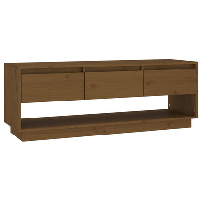 Tv Skříňka Medově Hnědá 110,5 X 34 X 40 Cm Masivní Borové Dřevo