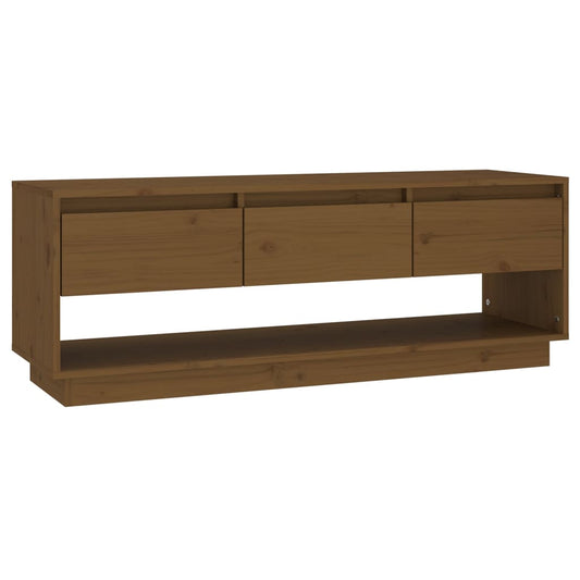 Tv Skříňka Medově Hnědá 110,5 X 34 X 40 Cm Masivní Borové Dřevo