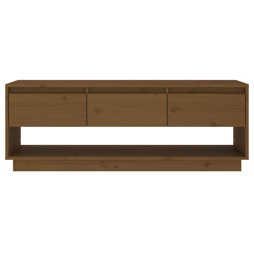 Tv Skříňka Medově Hnědá 110,5 X 34 X 40 Cm Masivní Borové Dřevo
