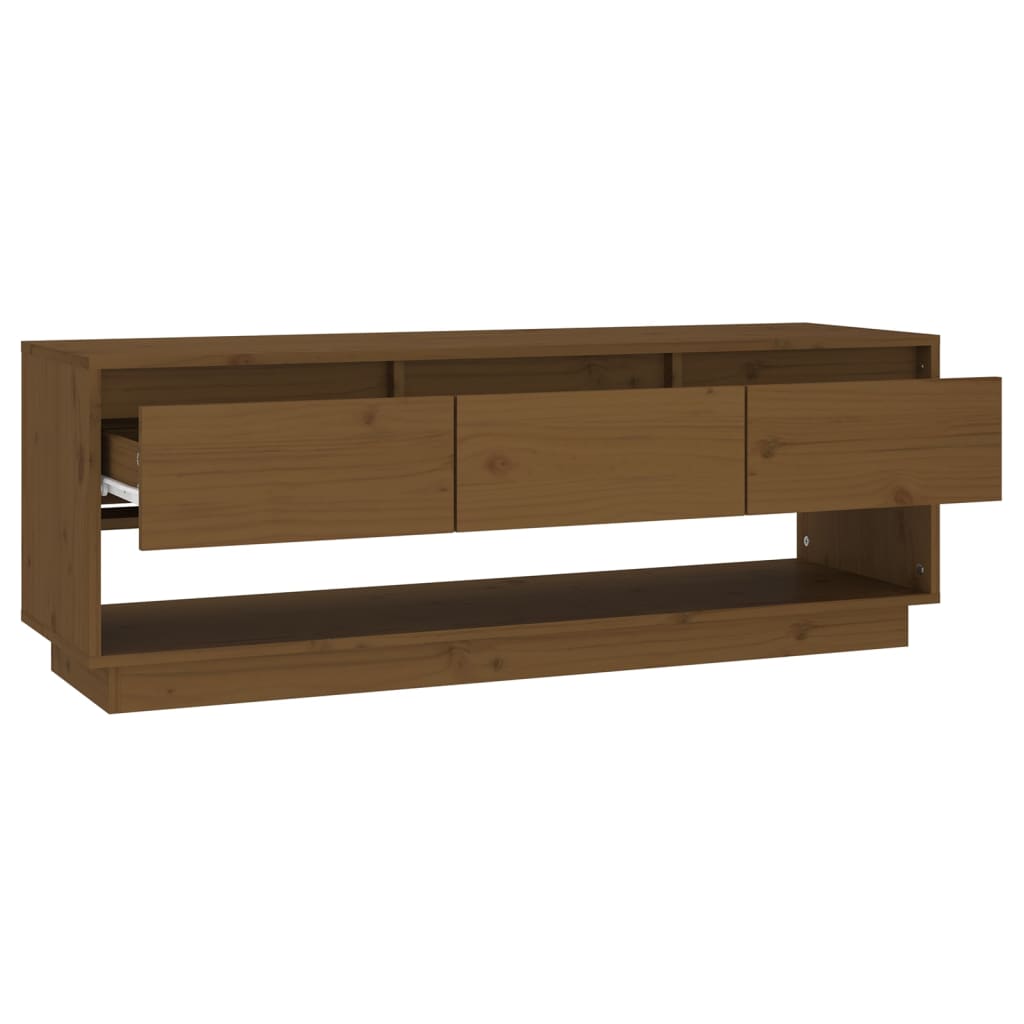 Tv Skříňka Medově Hnědá 110,5 X 34 X 40 Cm Masivní Borové Dřevo