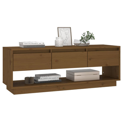Tv Skříňka Medově Hnědá 110,5 X 34 X 40 Cm Masivní Borové Dřevo