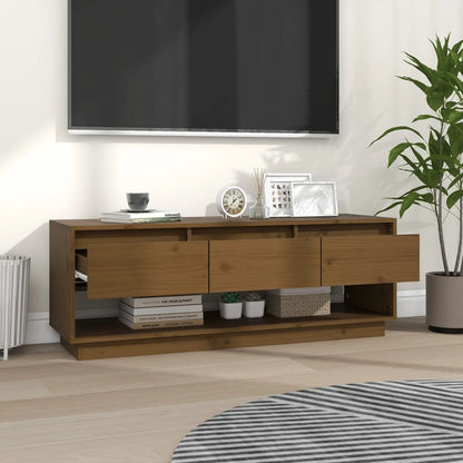 Tv Skříňka Medově Hnědá 110,5 X 34 X 40 Cm Masivní Borové Dřevo
