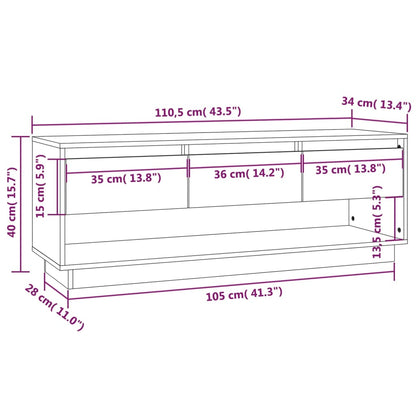 Tv Skříňka Medově Hnědá 110,5 X 34 X 40 Cm Masivní Borové Dřevo