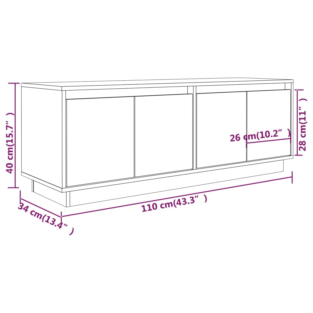 Tv Skříňka 110 X 34 X 40 Cm Masivní Borové Dřevo