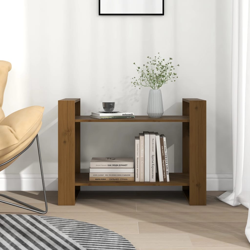 Knihovna/Dělicí Stěna Medově Hnědá 80X35X56,5 Cm Masivní Dřevo