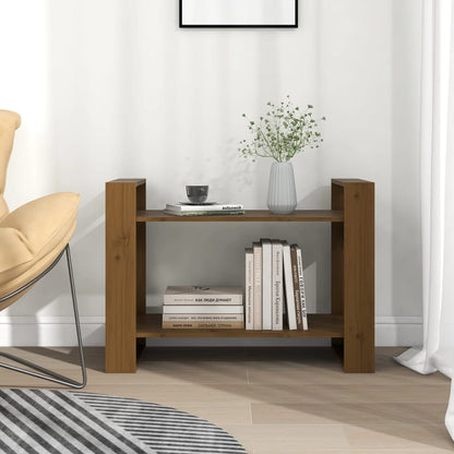 Knihovna/Dělicí Stěna Medově Hnědá 80X35X56,5 Cm Masivní Dřevo