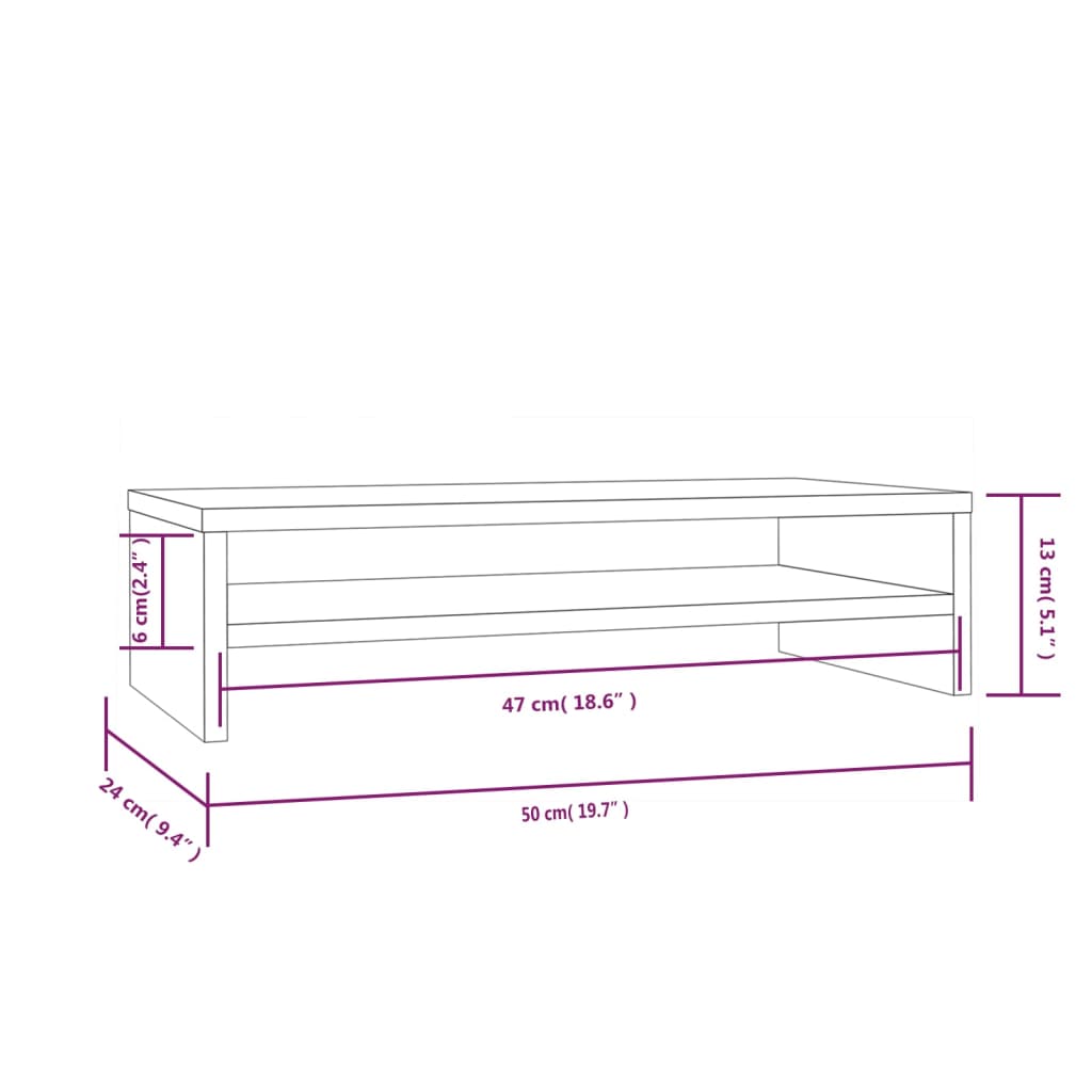 Stojan Na Monitor 50 X 24 X 13 Cm Masivní Borové Dřevo