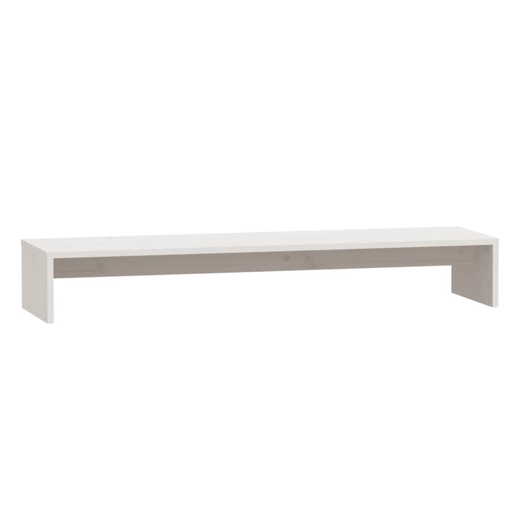 Stojan Na Monitor Bílý 100 X 27 X 15 Cm Masivní Borové Dřevo