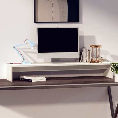 Stojan Na Monitor Bílý 100 X 27 X 15 Cm Masivní Borové Dřevo