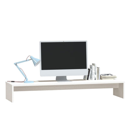 Stojan Na Monitor Bílý 100 X 27 X 15 Cm Masivní Borové Dřevo