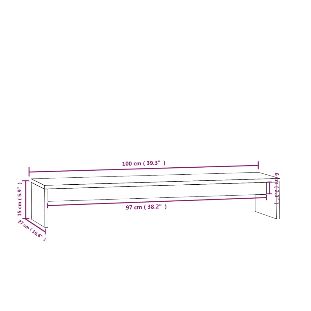 Stojan Na Monitor Bílý 100 X 27 X 15 Cm Masivní Borové Dřevo