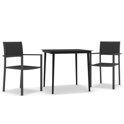 3Dílný Zahradní Jídelní Set Černý