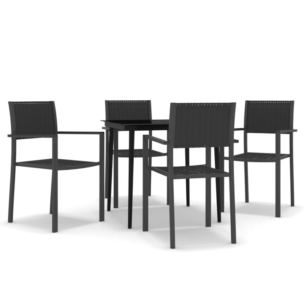 5Dílný Zahradní Jídelní Set Černý