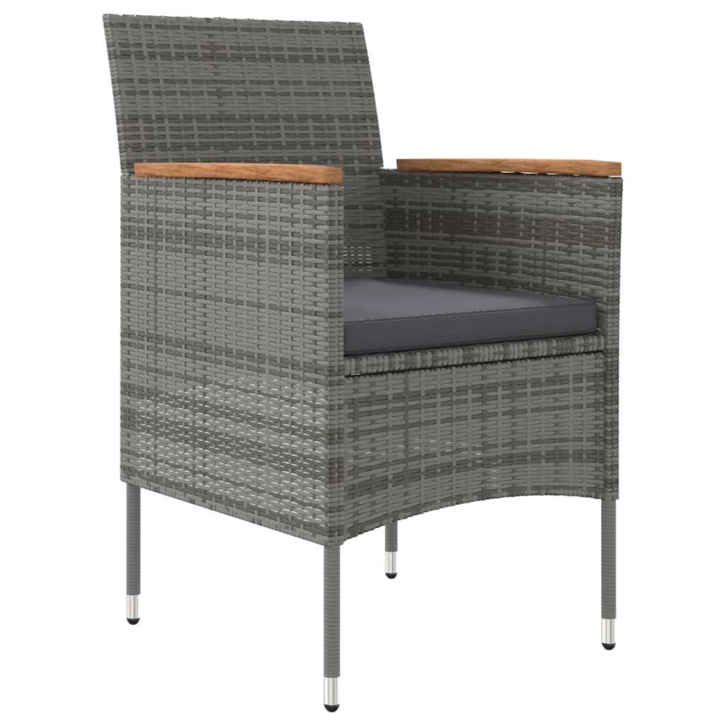 3Dílný Zahradní Jídelní Set S Poduškami Šedočerný