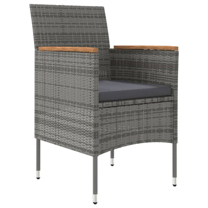 3Dílný Zahradní Jídelní Set S Poduškami Šedočerný