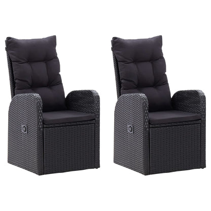 7Dílný Zahradní Jídelní Set S Poduškami Černý