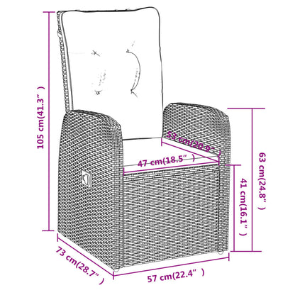 7Dílný Zahradní Jídelní Set S Poduškami Černý