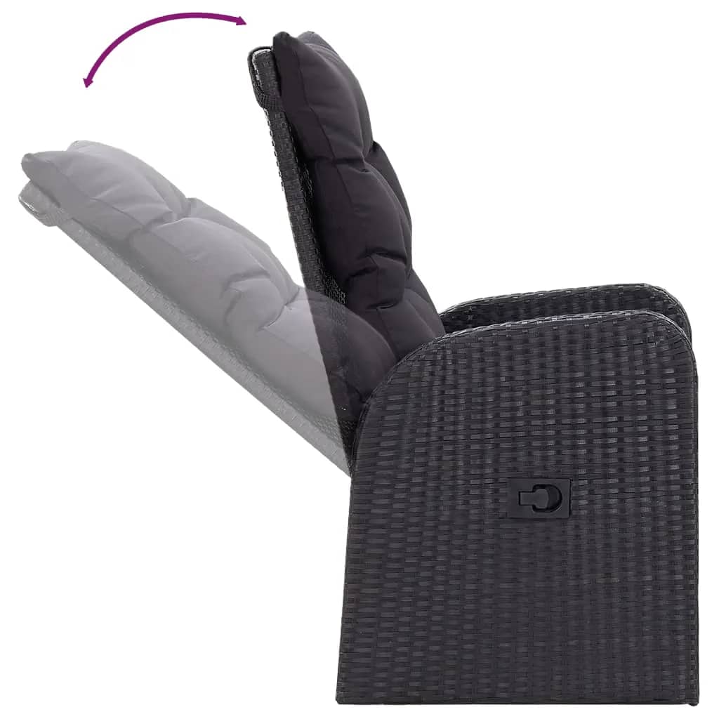 9Dílný Zahradní Jídelní Set S Poduškami Černý