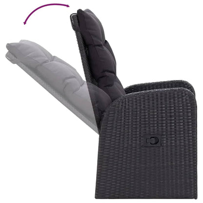 9Dílný Zahradní Jídelní Set S Poduškami Černý