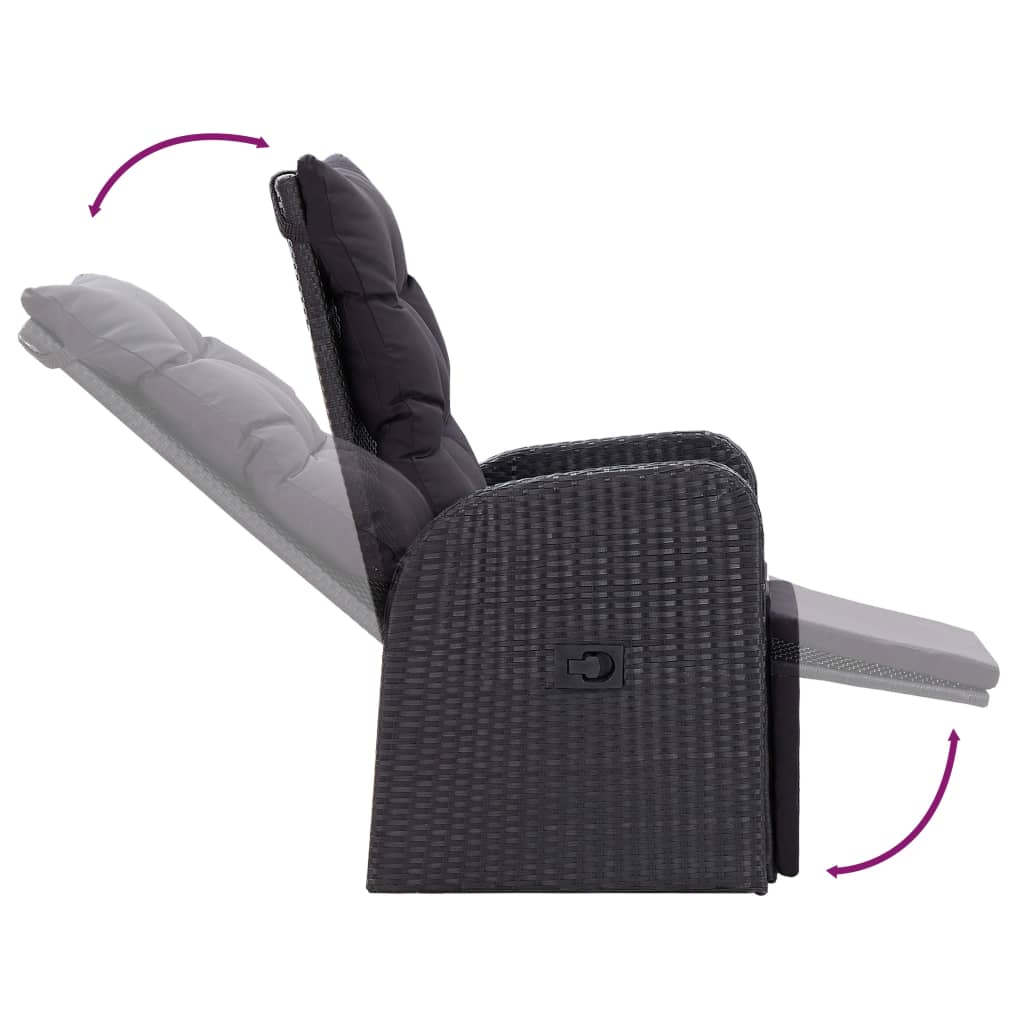 9Dílný Zahradní Jídelní Set S Poduškami Černý