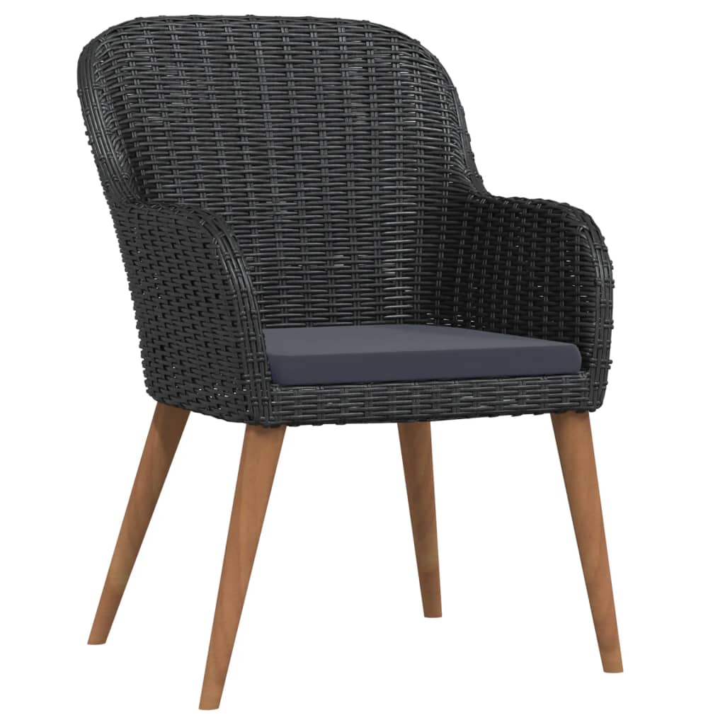 5Dílný Zahradní Jídelní Set S Poduškami Černý