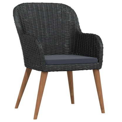 5Dílný Zahradní Jídelní Set S Poduškami Černý