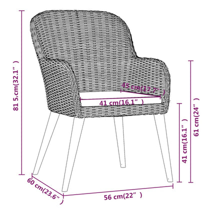5Dílný Zahradní Jídelní Set S Poduškami Hnědý