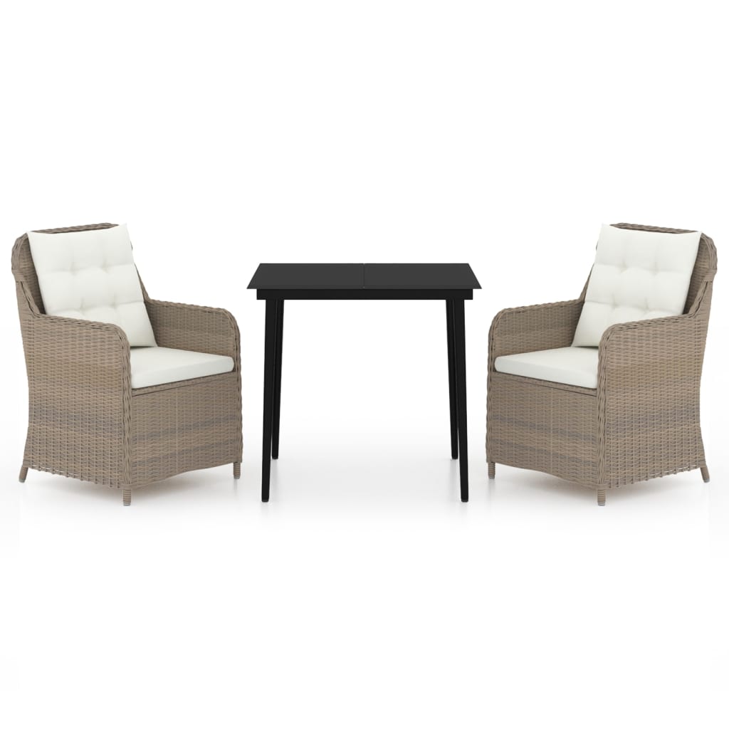 3Dílný Zahradní Jídelní Set Hnědý