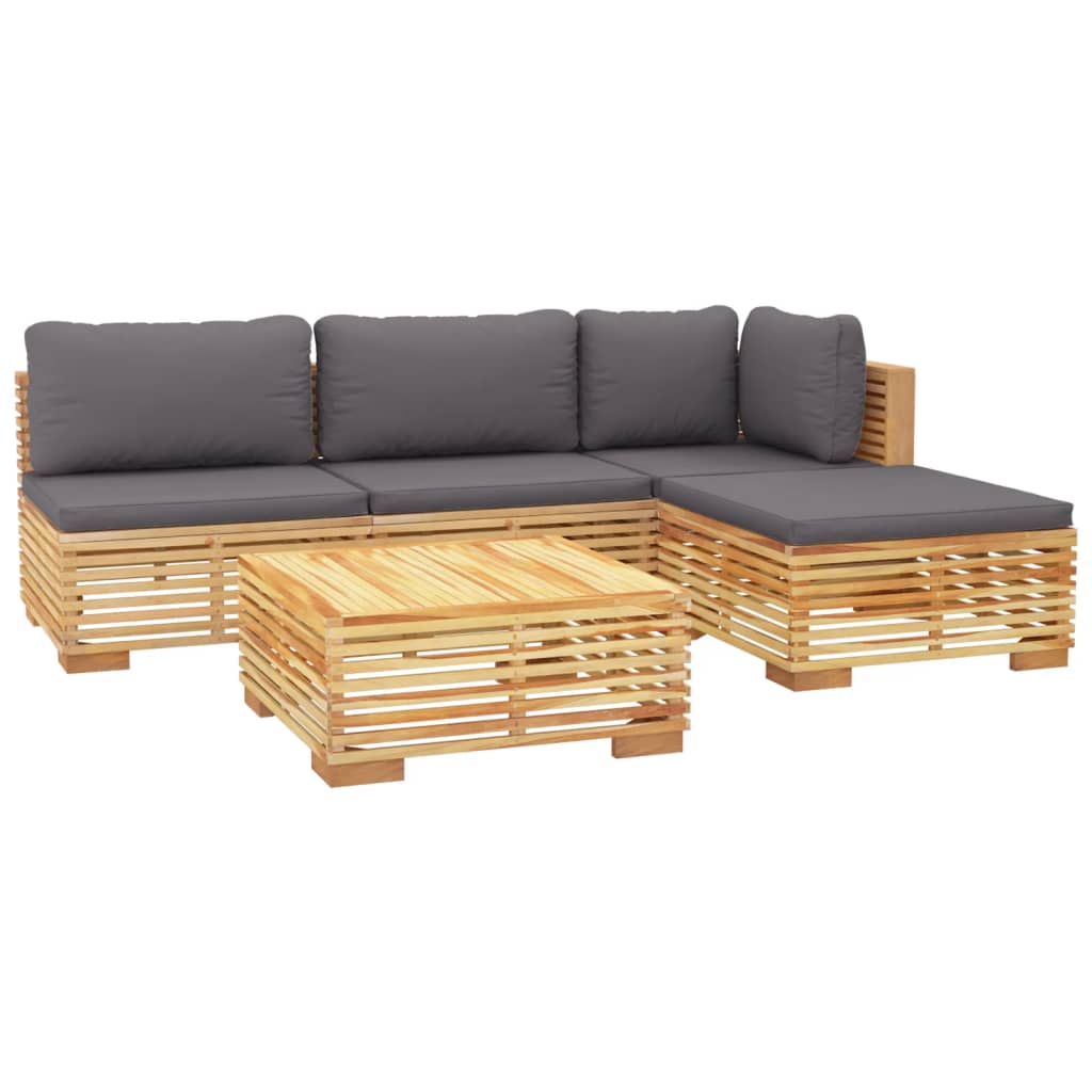 5Dílná Zahradní Sedací Souprava S Poduškami Masivní Teak