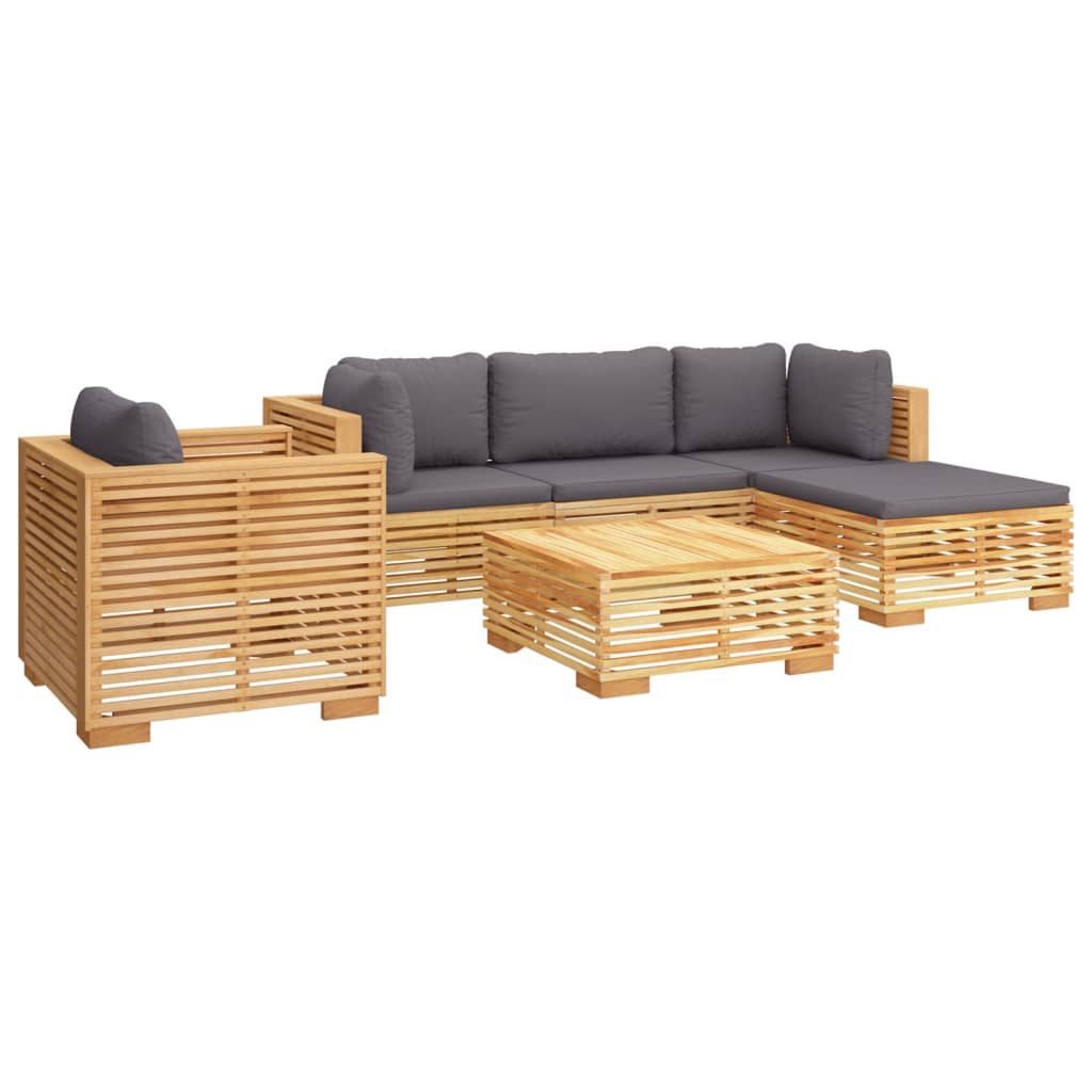 6Dílná Zahradní Sedací Souprava S Poduškami Masivní Teak